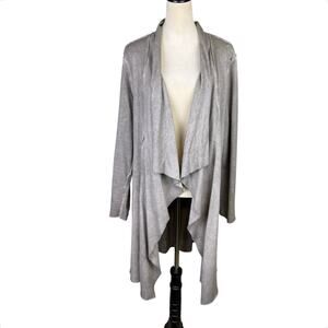 Vocal Taupe Vintage Wash Long Sleeve Draped Open Cardigan Layering Sweater